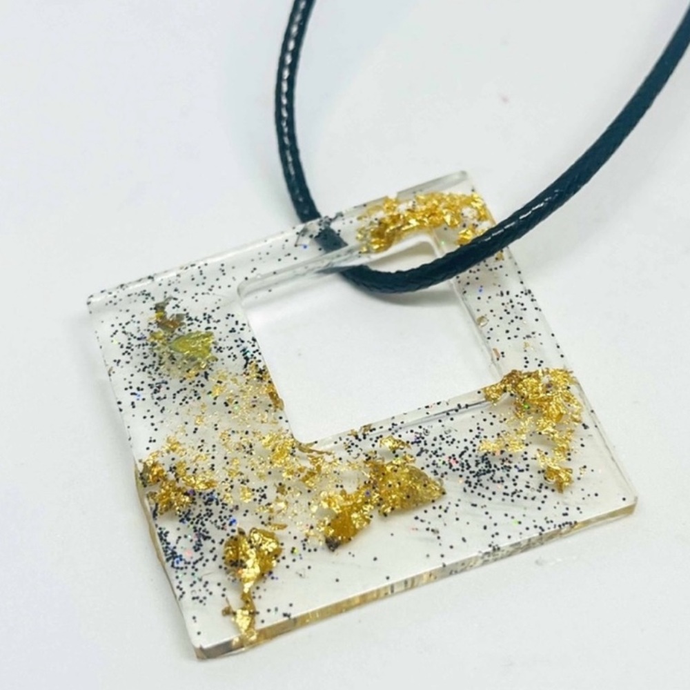 New 24k Gold Flaked Artisan Leather Cord Necklace Sterling Silver Clasp - Picture 11 of 12